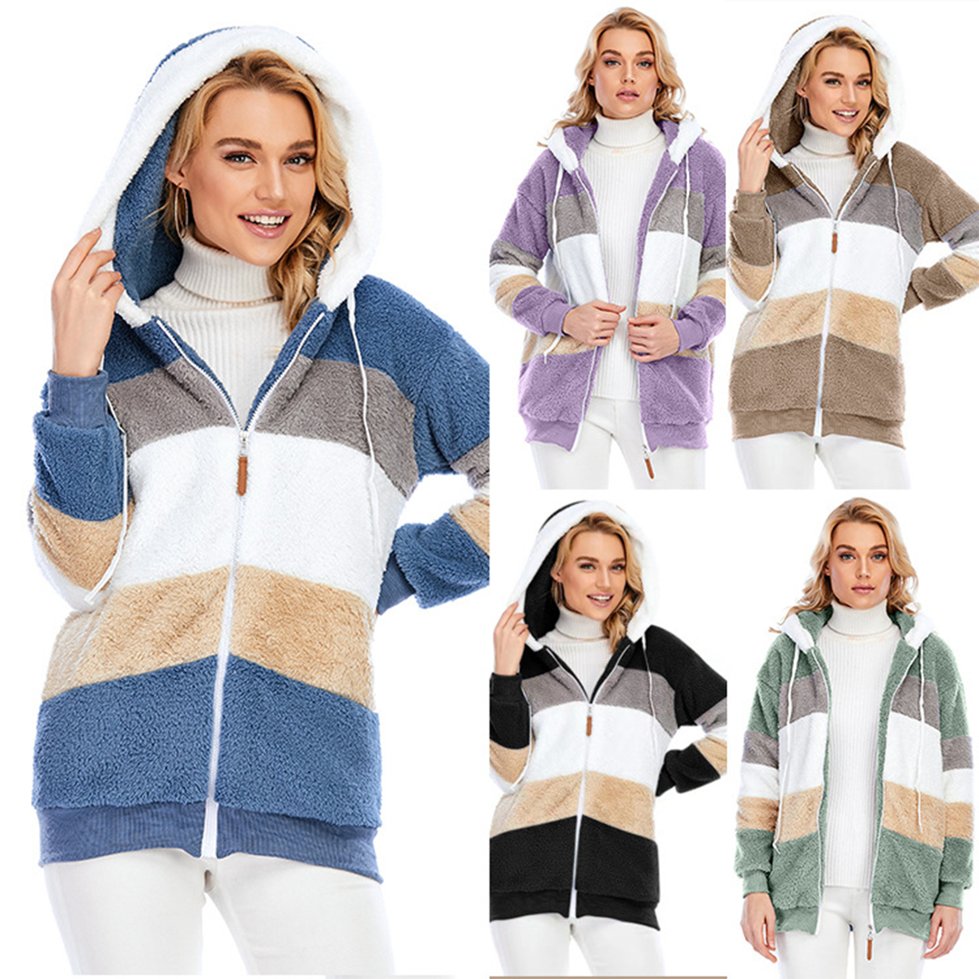 Veerle - Winterwarm gevoerd fleece jacket met capuchon