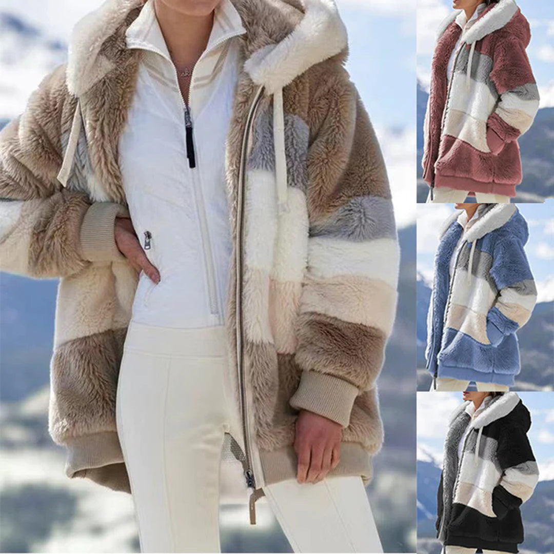 Veerle - Winterwarm gevoerd fleece jacket met capuchon